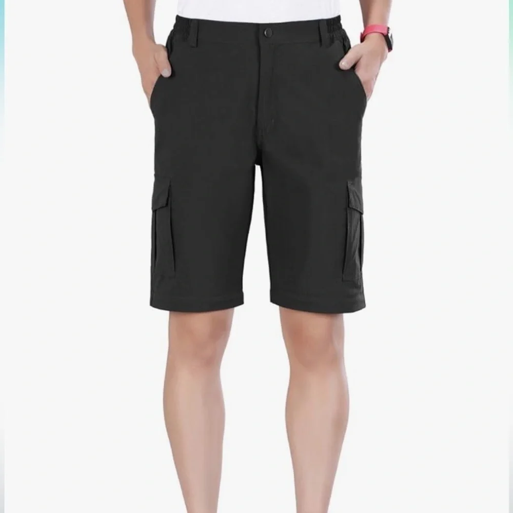 NONWE mens‎ hiking convertible light weight quick dry black pants Sz-30x32.  O14